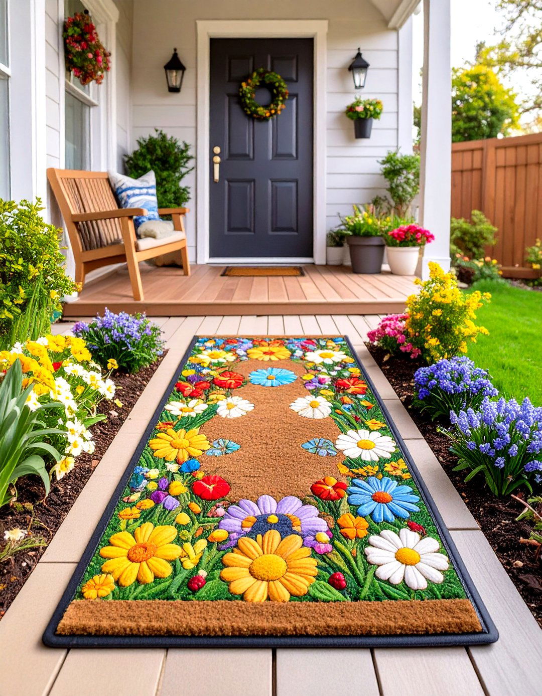DIY Painted Door Mat - 20 Spring Front Door Decor Ideas