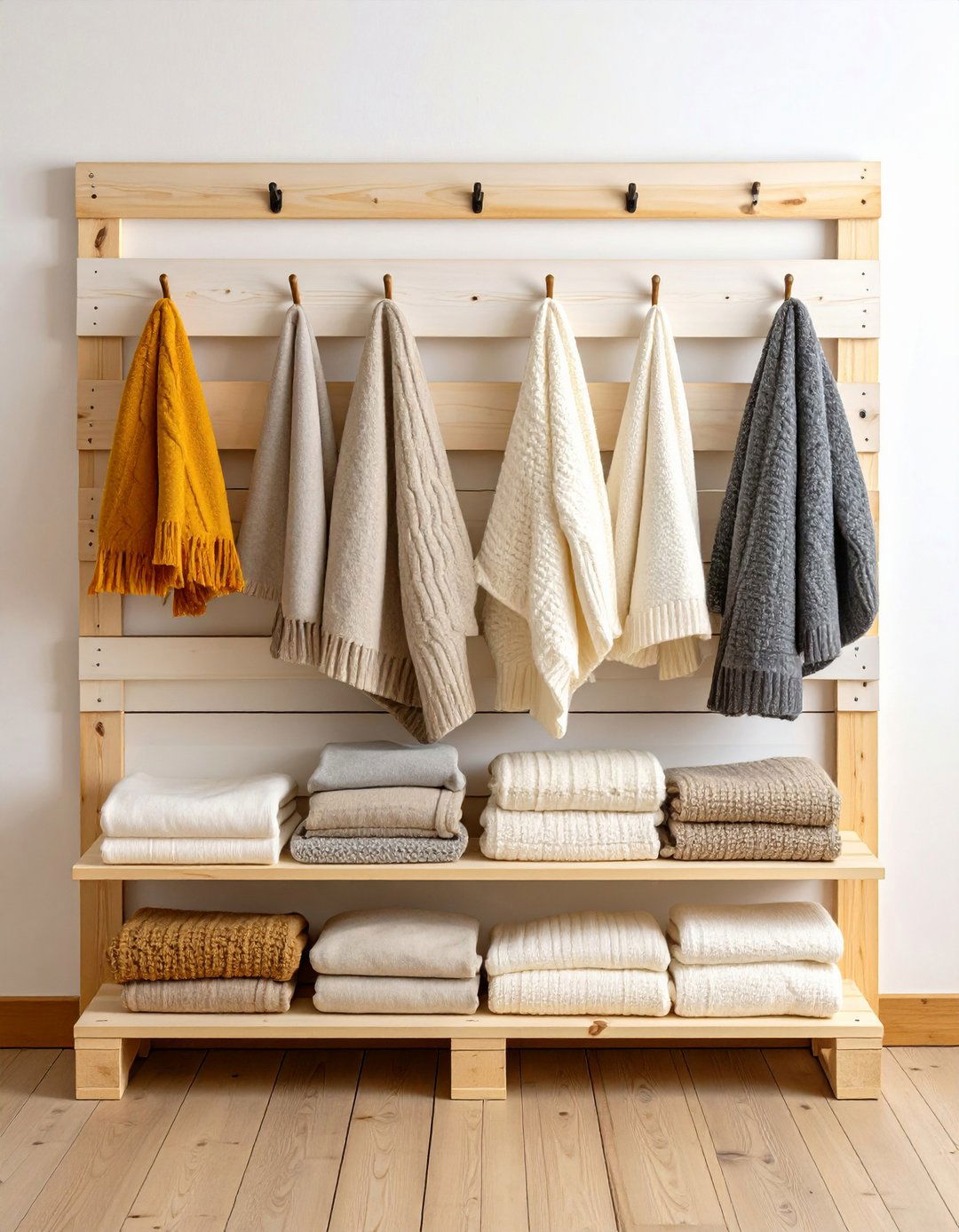 DIY Pallet Blanket Rack - 20 Blanket Storage Ideas