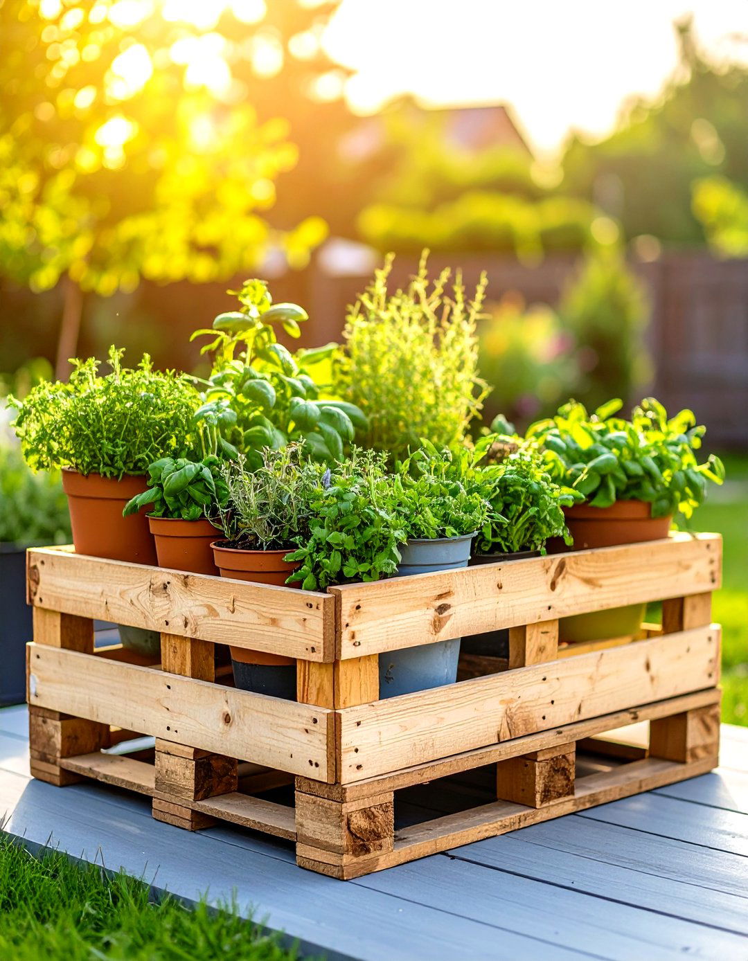 DIY Pallet Outdoor Plant Stand with Industrial Charm - 20 Outdoor Plant Stand Ideas
