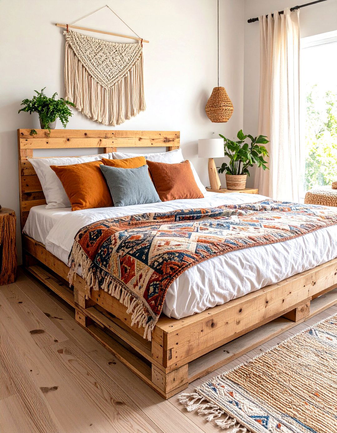 DIY Pallet Platform Bed for Earthy Edge - 20 Hippie Bedroom Ideas