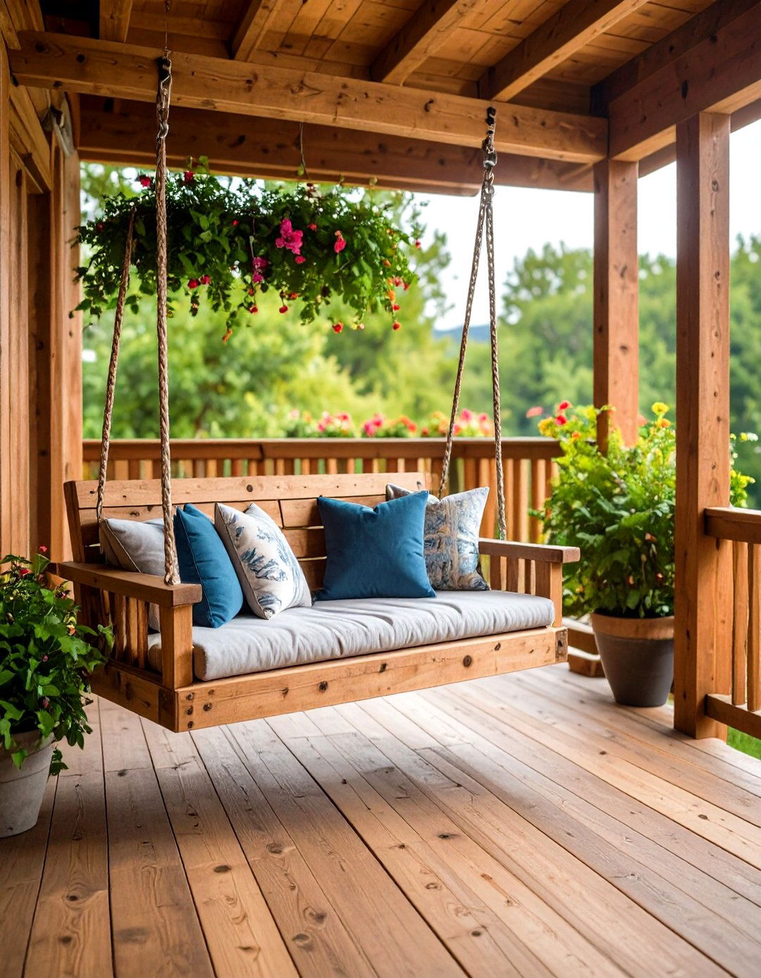 DIY Pallet Wood Front Porch Swing - 20 Front Porch Swing Ideas