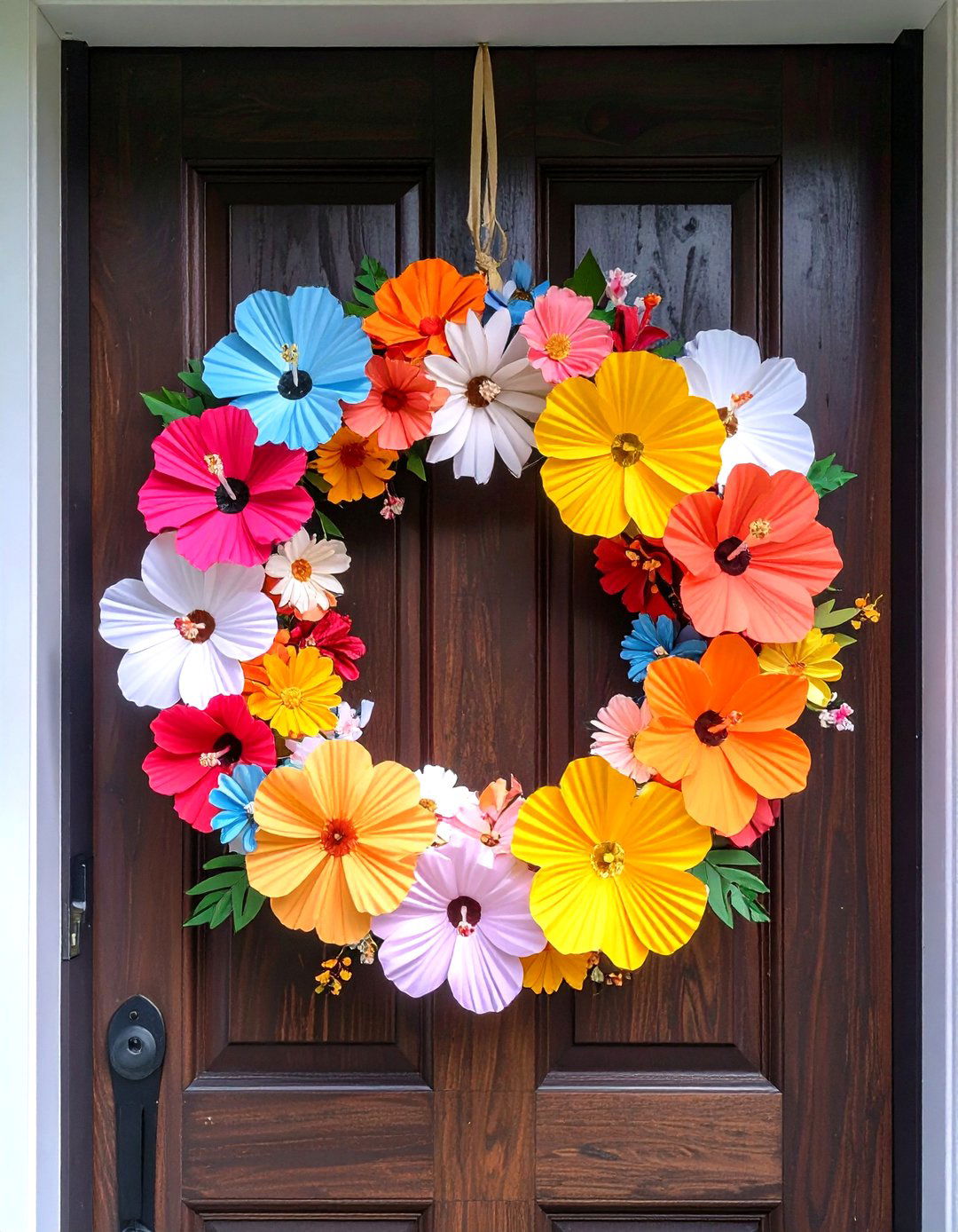 DIY Paper Flower Garlands - 20 Summer Front Door Decor Ideas