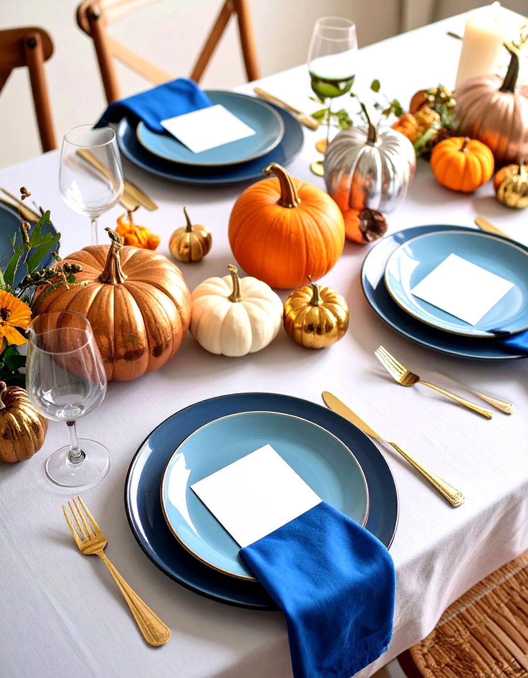 DIY Pumpkin Place Cards - 20 Thanksgiving Table Settings