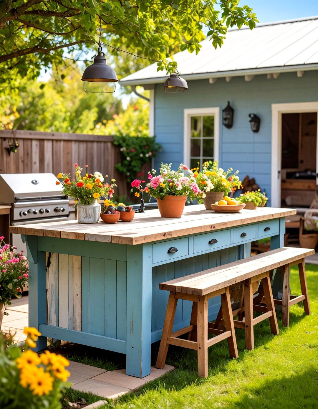 DIY Reclaimed Wood Outdoor Kitchen Island - 20 Outdoor Kitchen Island Ideas