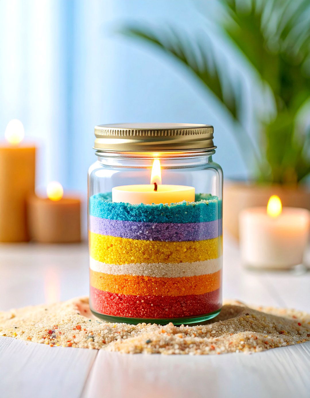 DIY Sand Art Candle Display Adds Playful Texture - 20 Decorating With Candles
