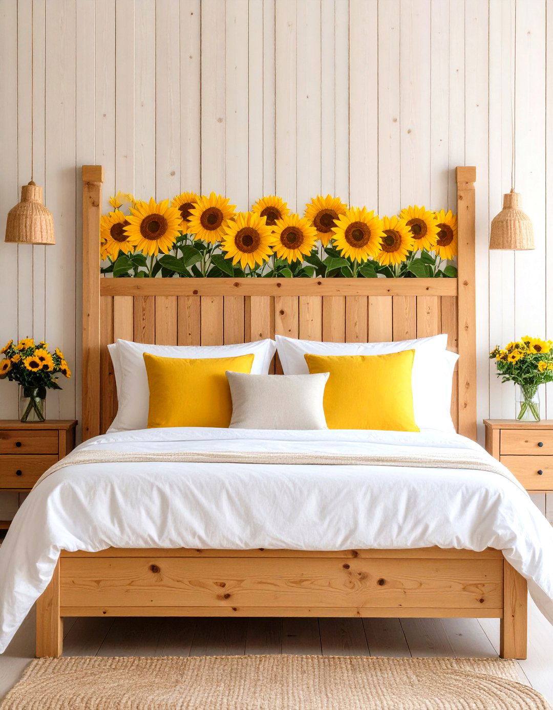 DIY Sunflower Headboard - 20 Sunflower Bedroom Ideas