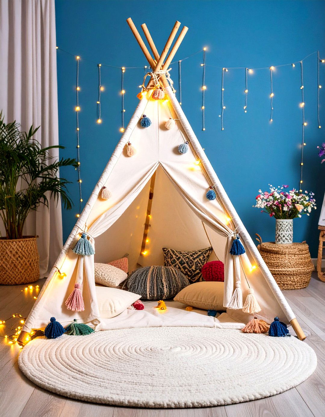 DIY Teepee Play Tent with Boho Fringe - 20 Boho Toddler Room Ideas