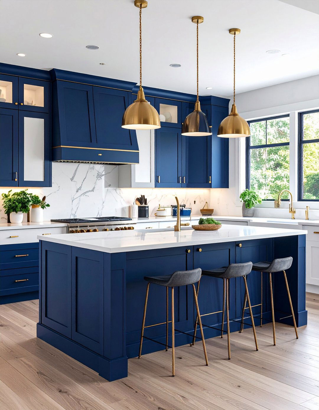 DIY Two Tone Blue and White Kitchen Island - 20 Blue and White Kitchen Ideas