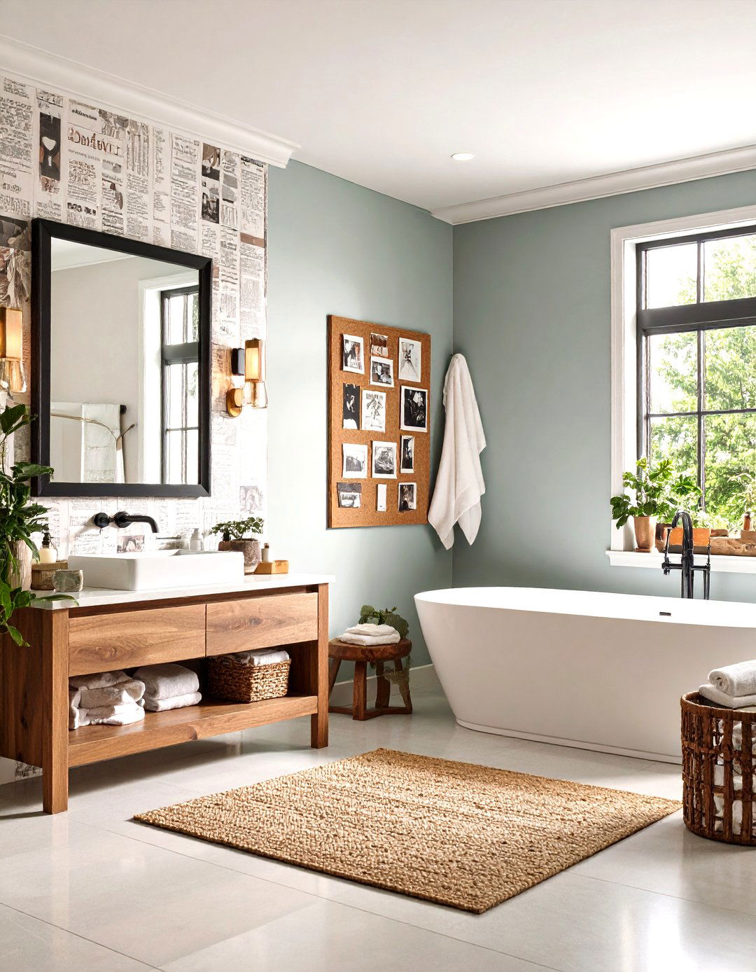 Daily Prophet Walls Newspaper Style Wallpaper in a Harry Potter Bathroom - 20 Harry Potter Bathroom Ideas