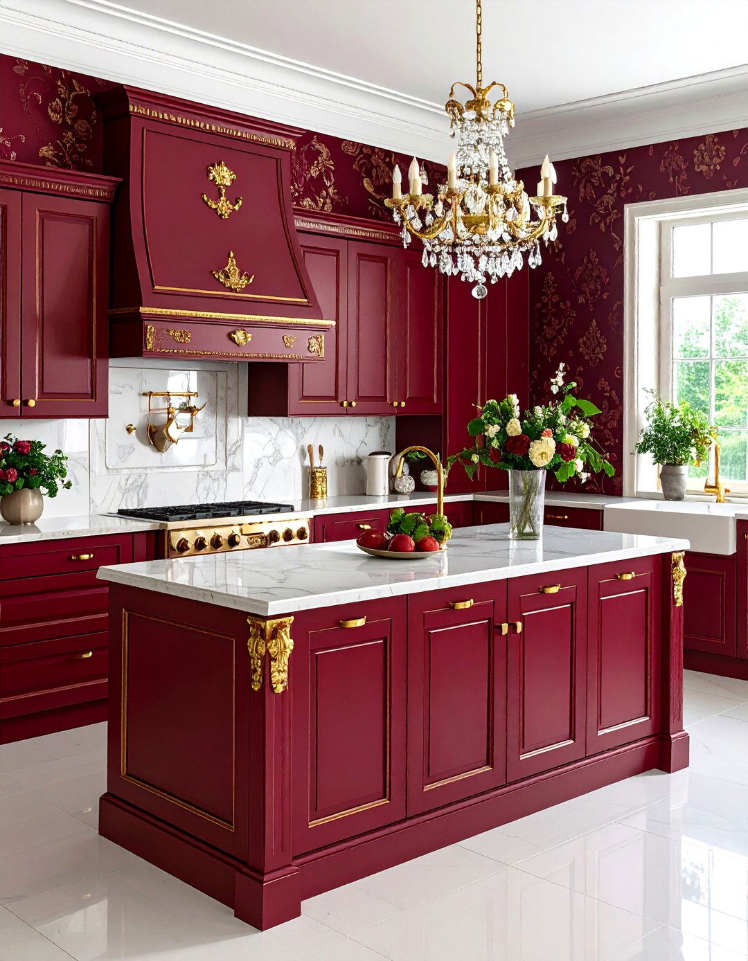 Damask Kitchen Wallpaper Grandeur - 20 Kitchen Wallpaper Ideas