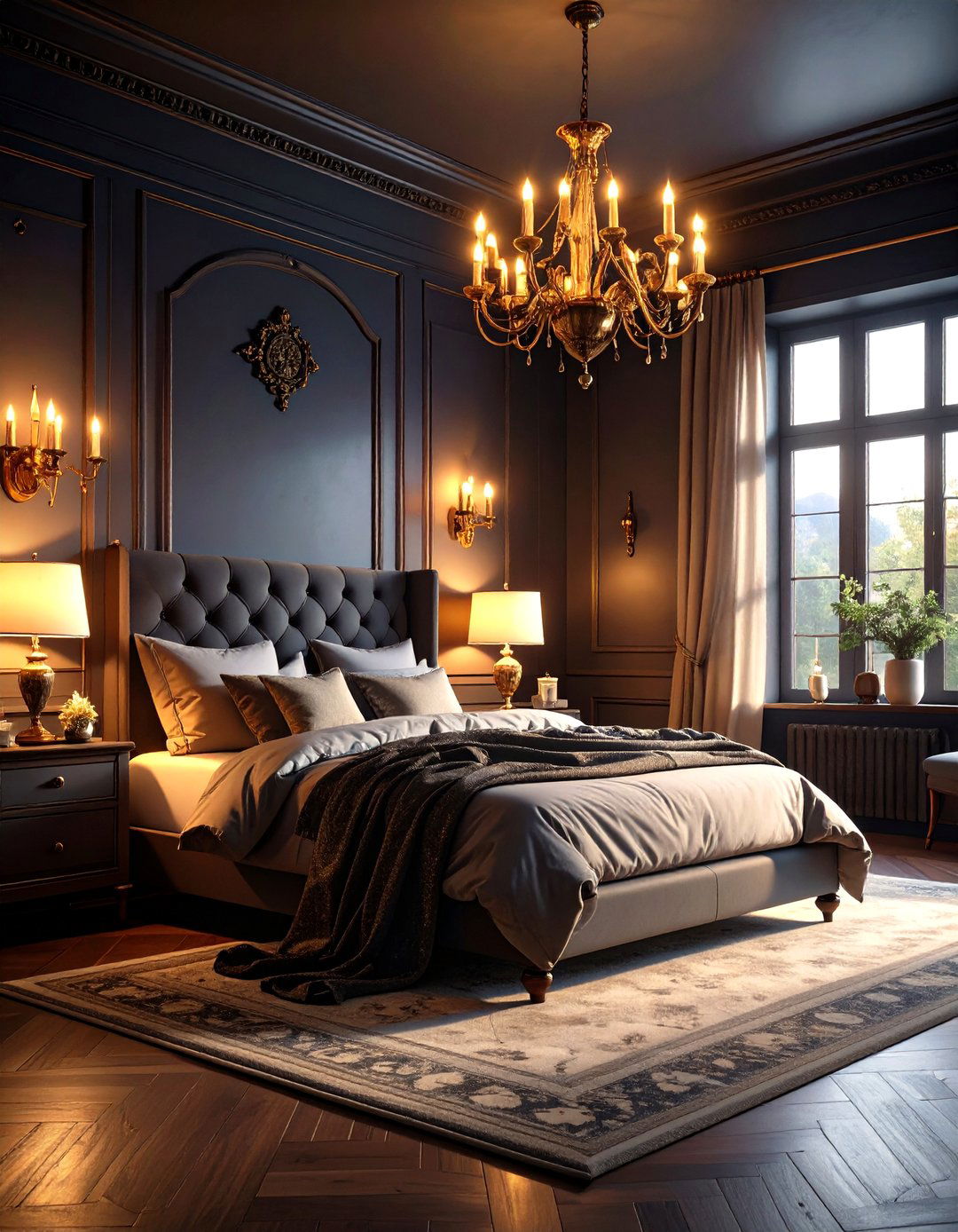 Dark Academia Bedroom with Dramatic Lighting Scheme - 20 dark academia bedroom ideas