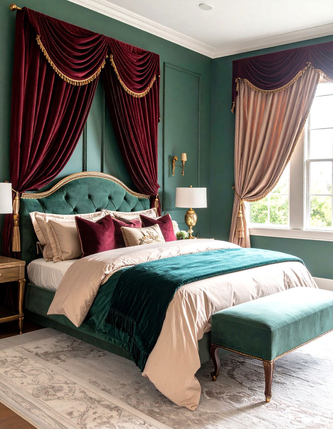 Dark Academia Bedroom with Ornate Window Treatments - 20 dark academia bedroom ideas