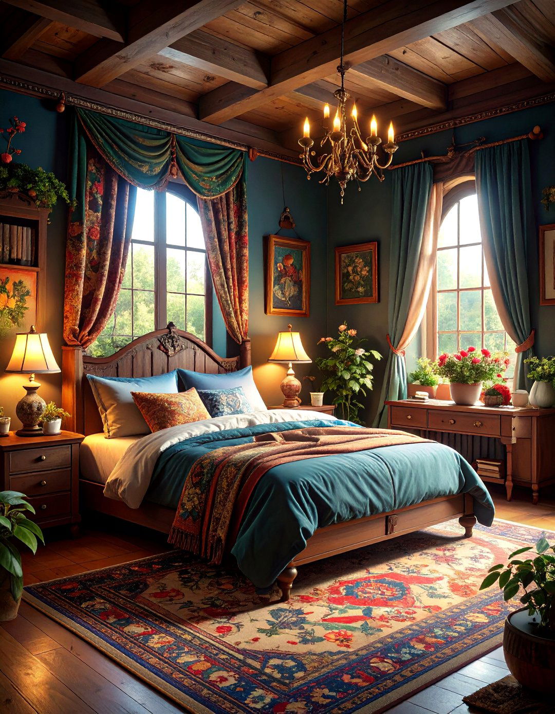 Dark Academia Bedroom with Tapestry and Textile Wall Hangings - 20 dark academia bedroom ideas