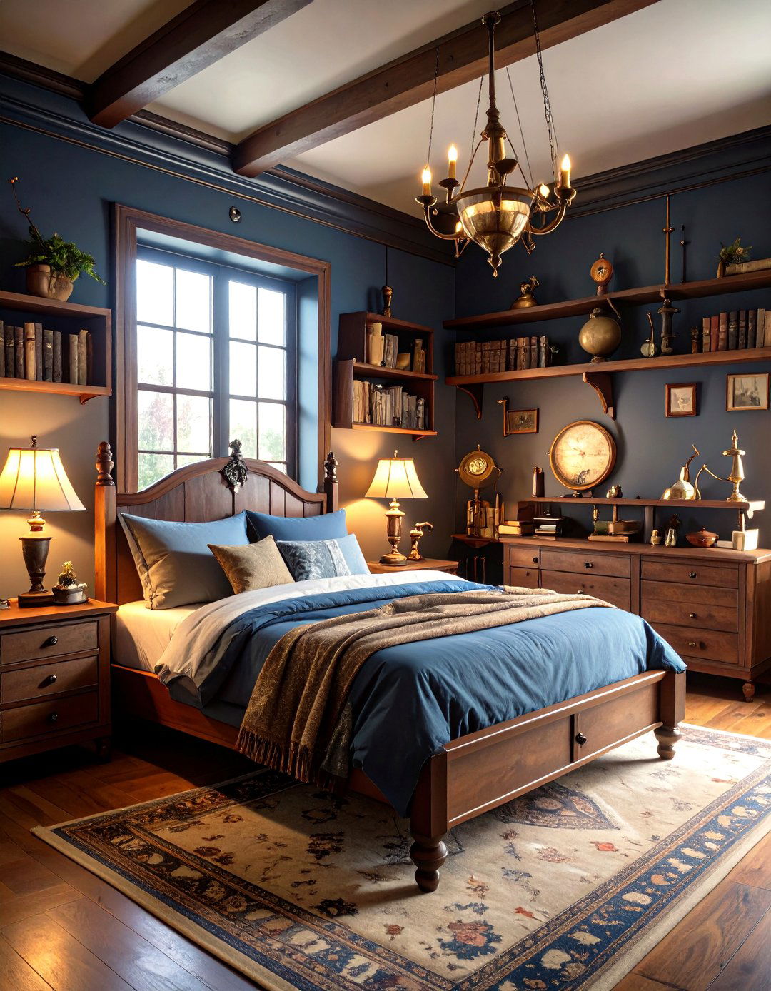 Dark Academia Bedroom with Vintage Scientific Instruments - 20 dark academia bedroom ideas