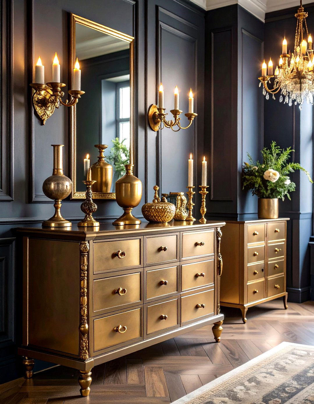 Dark Academia Interior Design Metallic Accent Integration - 20 Dark Academia Interior Design Ideas