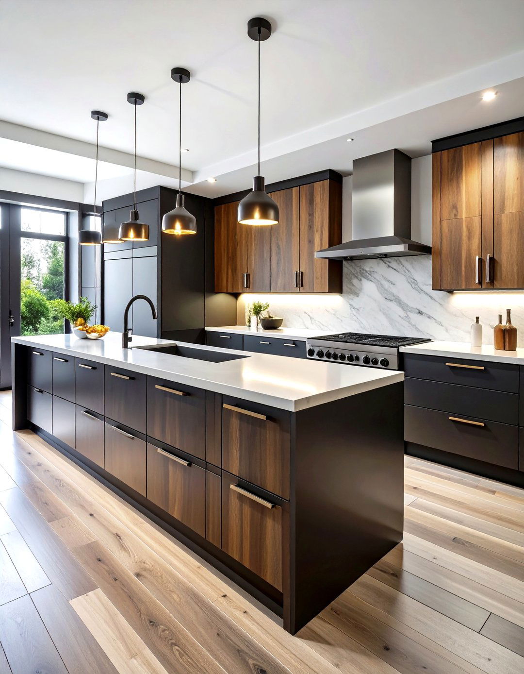 Dark Charcoal Stained Contemporary Maple Cabinets - 20 Maple Kitchen Cabinets Ideas