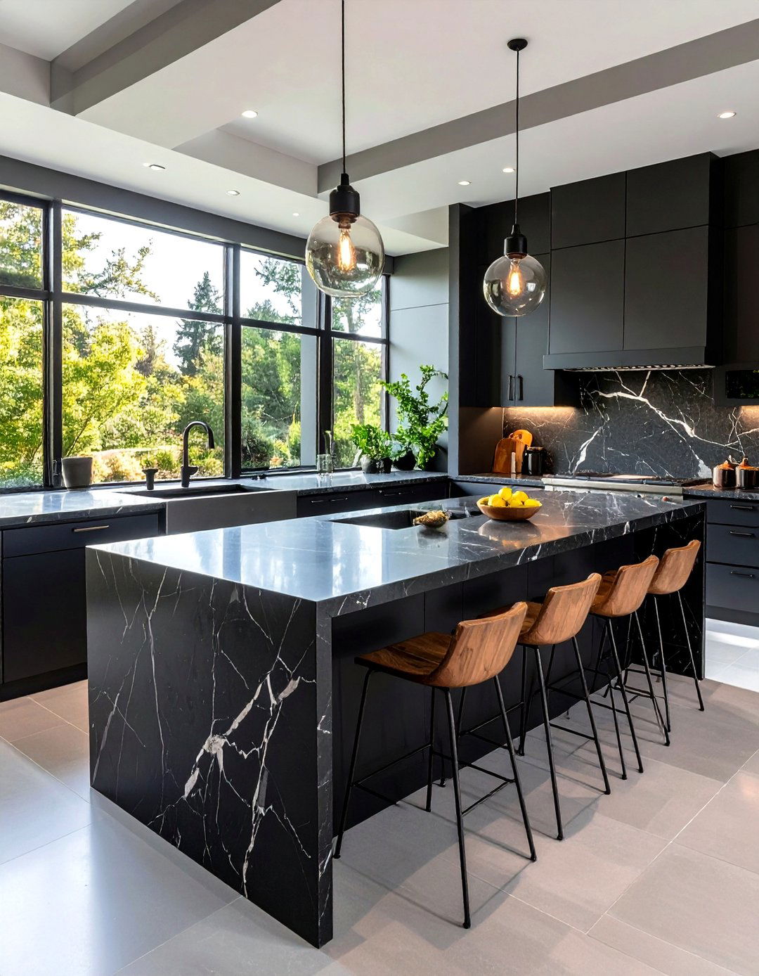 Dark Dramatic Outdoor Kitchen Countertop for Bold Statements - 20 Outdoor Kitchen Countertop Ideas