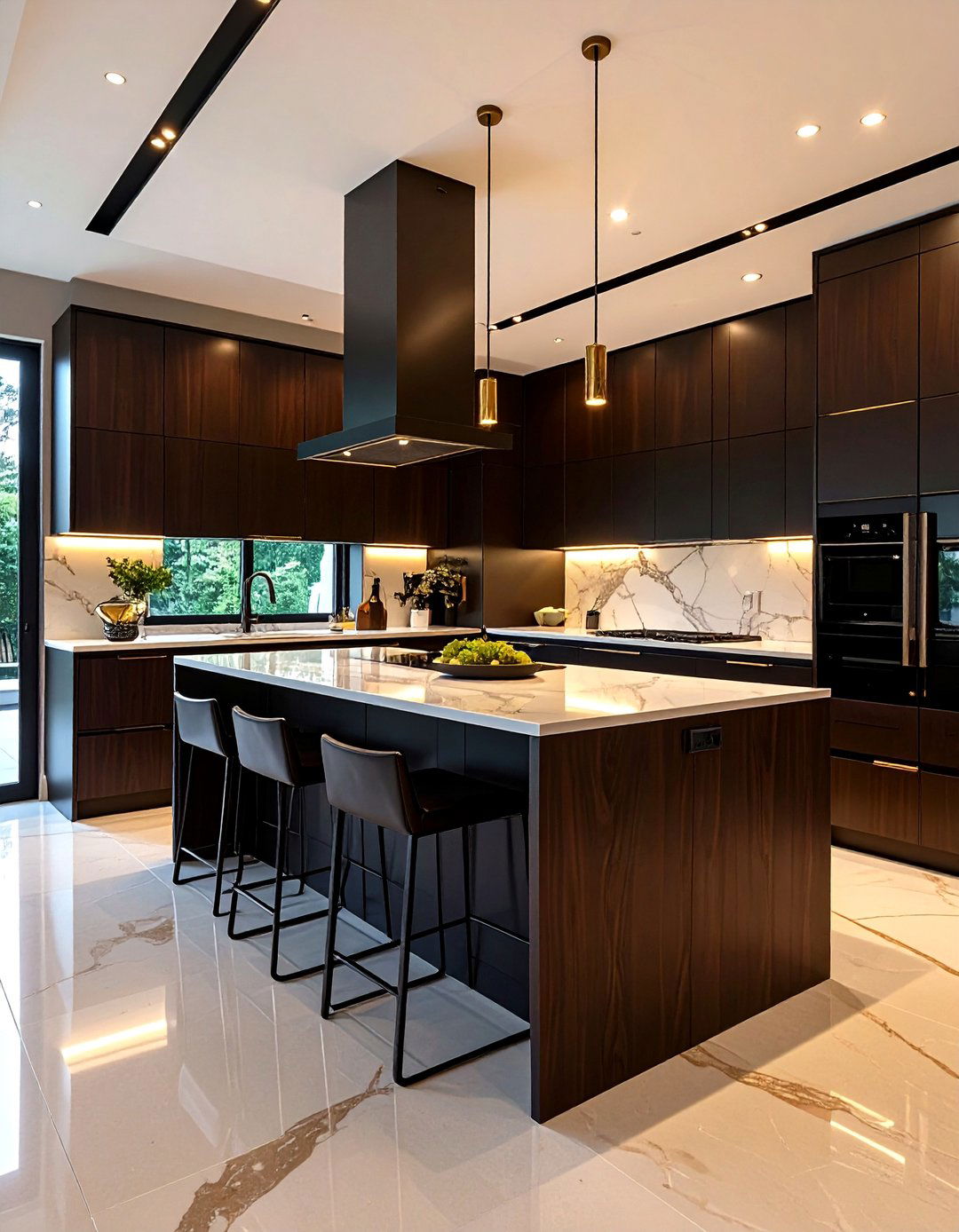 Dark Espresso Brown Contemporary Kitchen - 20 Brown Kitchen Ideas