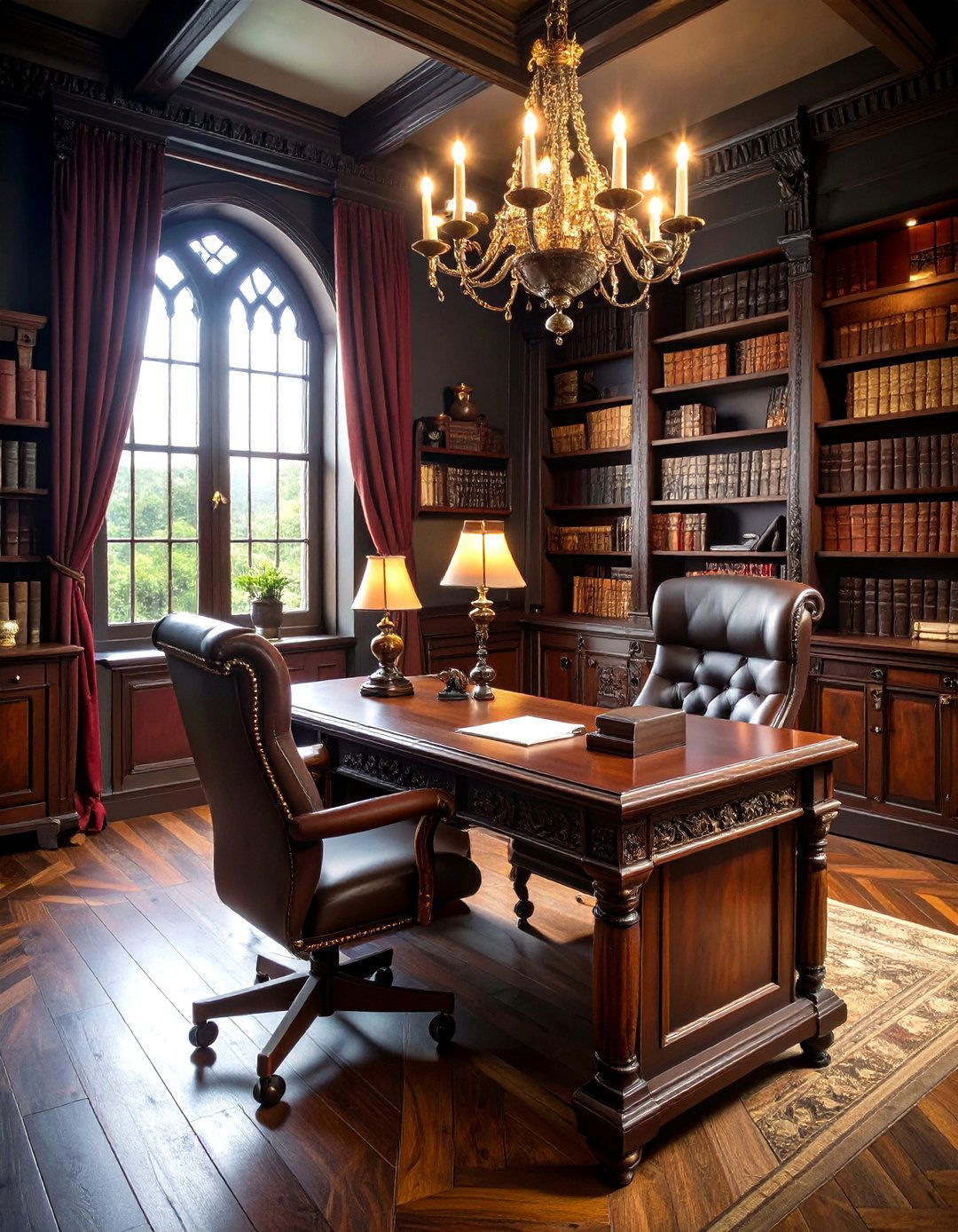 Dark Gothic Man Cave Office Atmosphere - 20 Man Cave Office Ideas