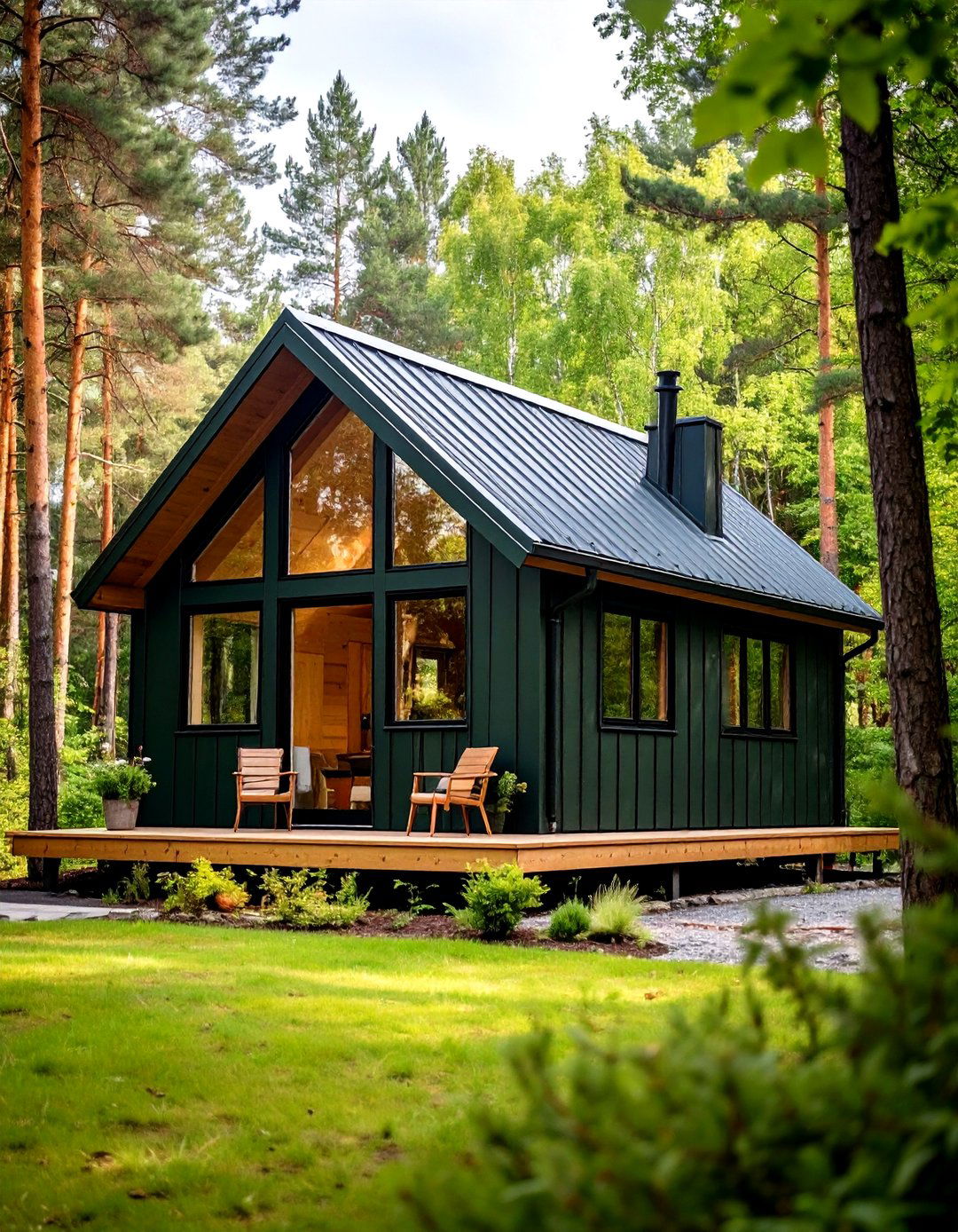 Dark Green Exterior for Compact Cabins and Tiny Homes - 20 Dark Green Exterior Ideas