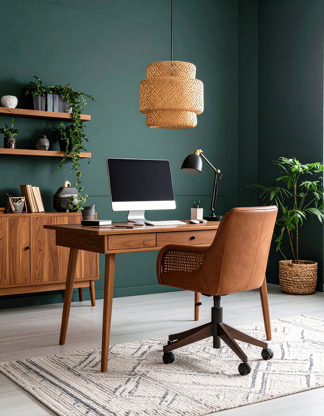Dark Green Warm Wood for Scandinavian Calm - 20 Dark Green Office Ideas and Inspiration