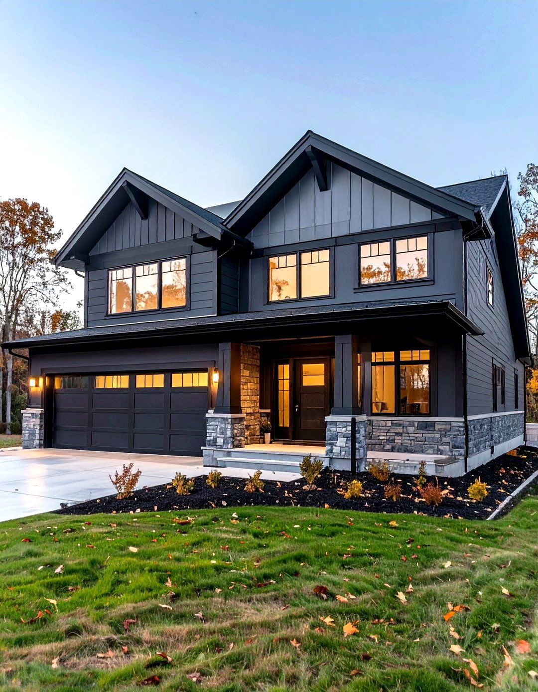 Dark Grey Canvas Bold Front Door Pop - 20 Dark Grey House Exterior Ideas