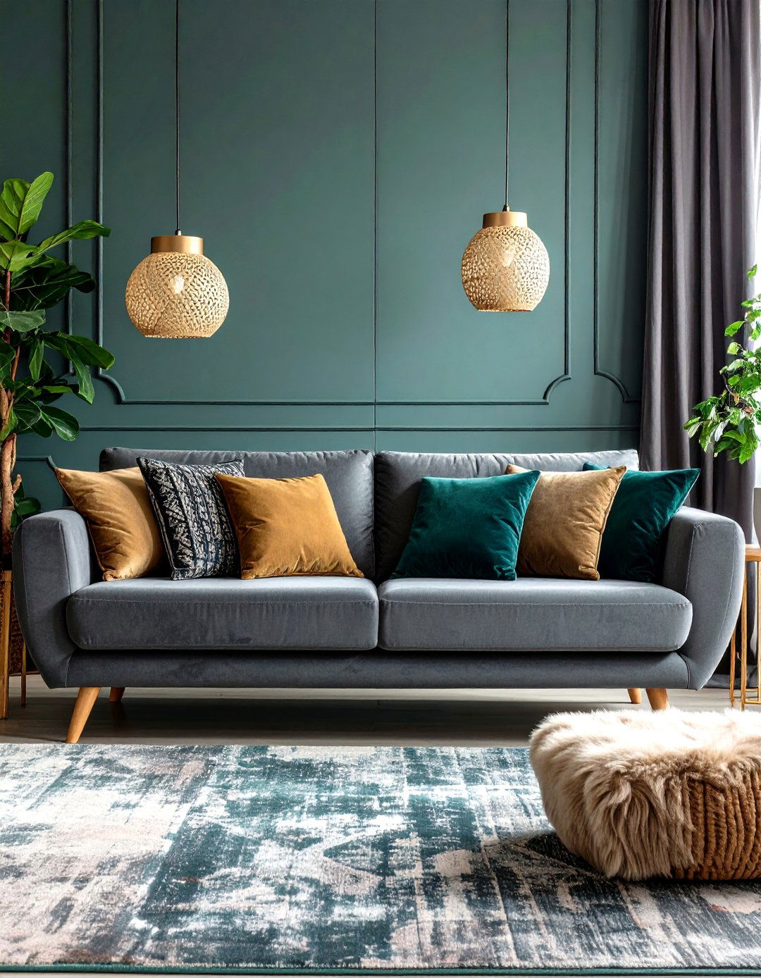 Dark Grey Couch Textural Layering Focus - 20 dark grey couch living room ideas