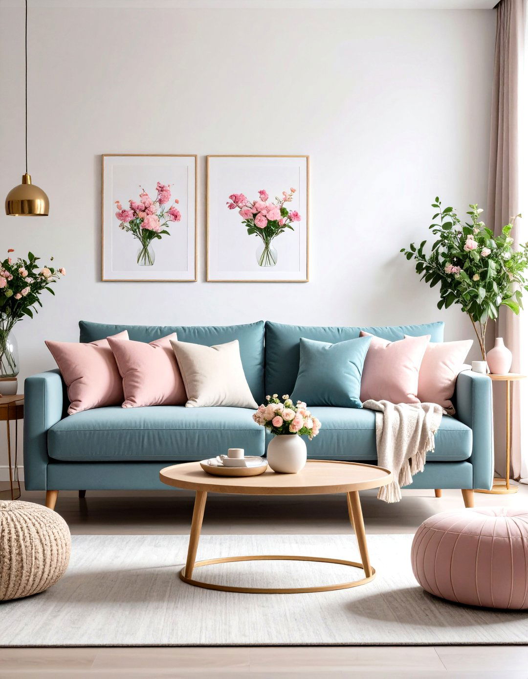 Dark Grey Couch with Pastel Accent Softness - 20 dark grey couch living room ideas