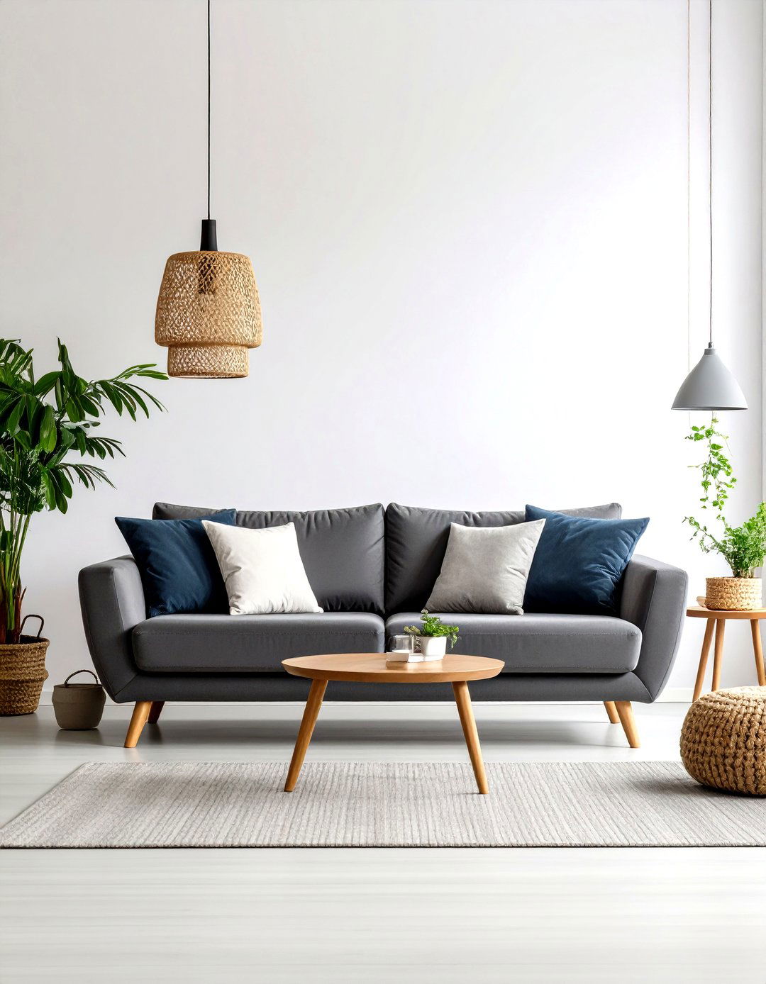 Dark Grey Couch with White Wall Contrast - 20 dark grey couch living room ideas