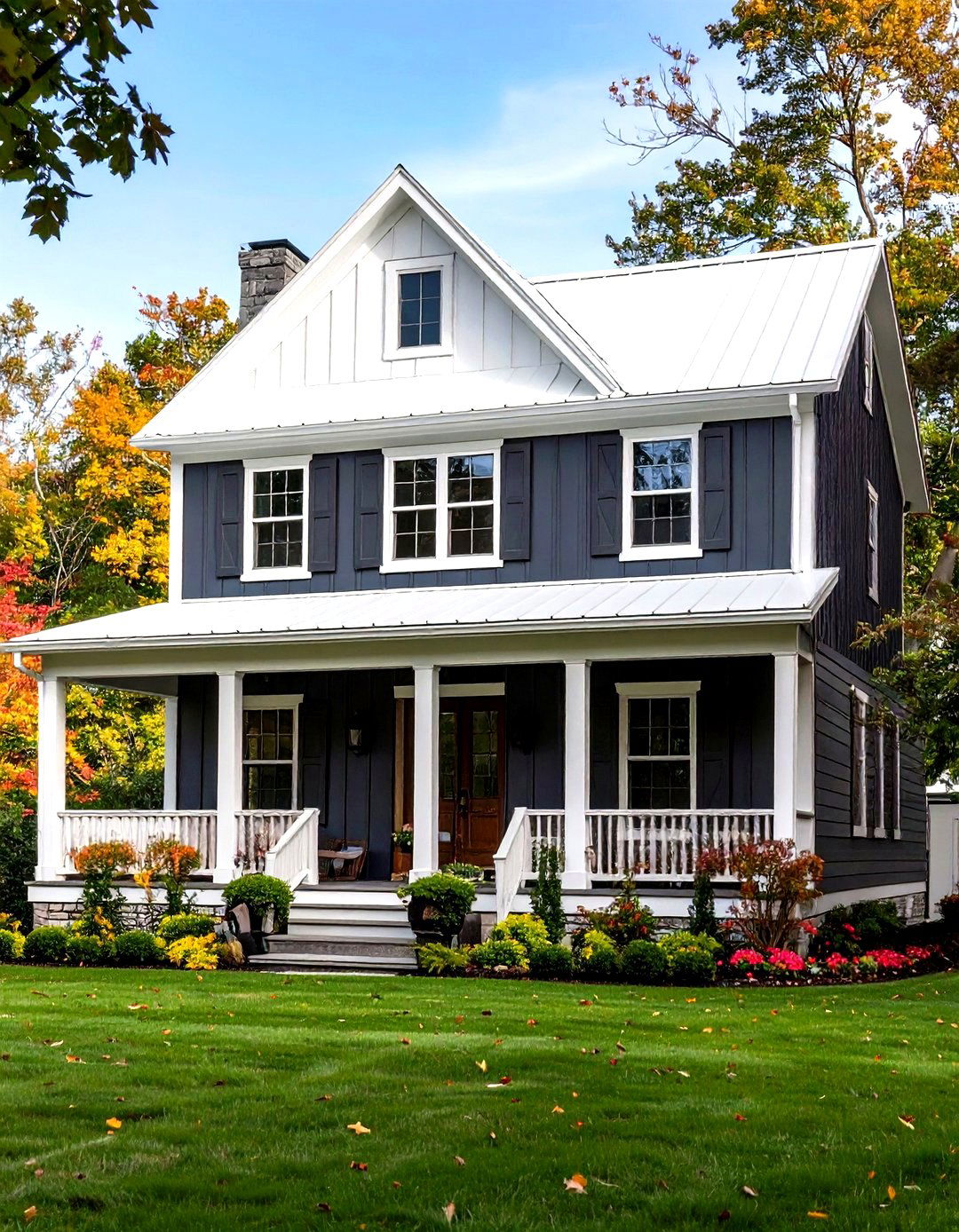 Dark Grey Facade with Standing Seam Metal Roof - 20 Dark Grey House Exterior Ideas