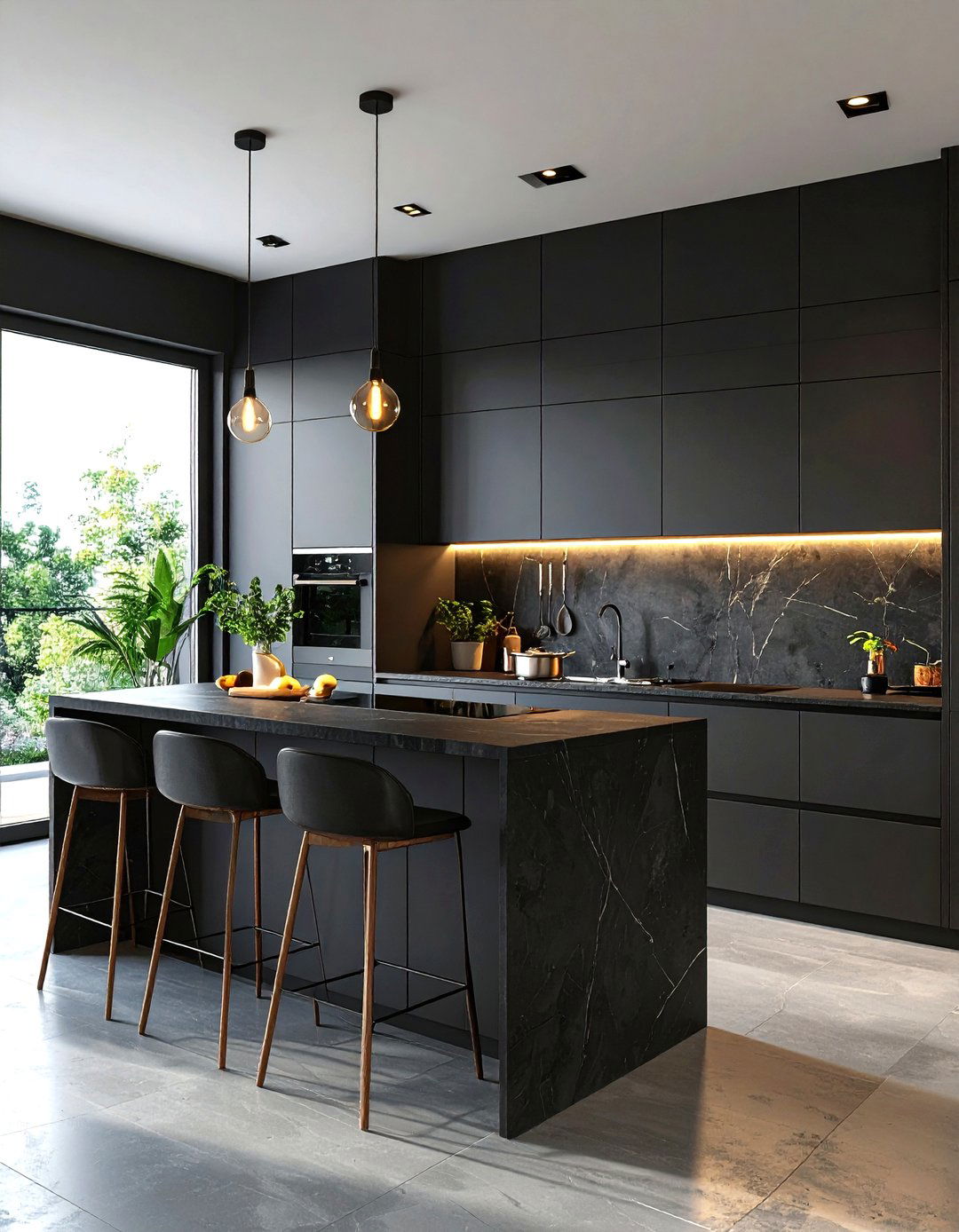 Dark Microcement Kitchen Design - 20 Microcement Kitchen Ideas