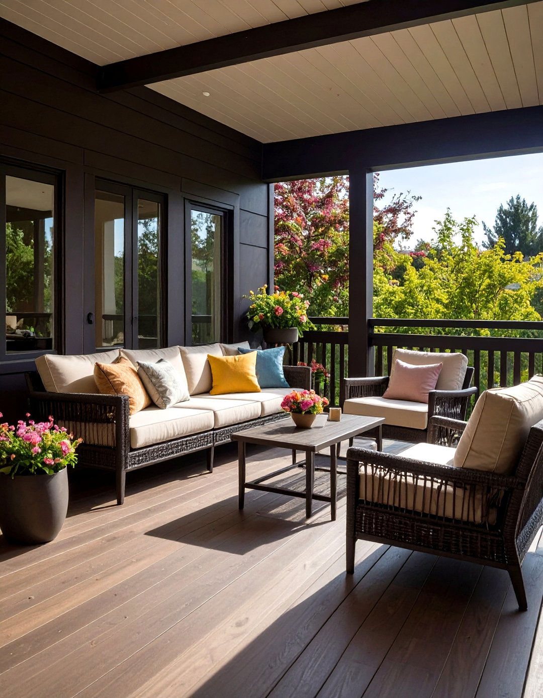 Dark Monochrome Palette - 20 Screened-in Deck Ideas