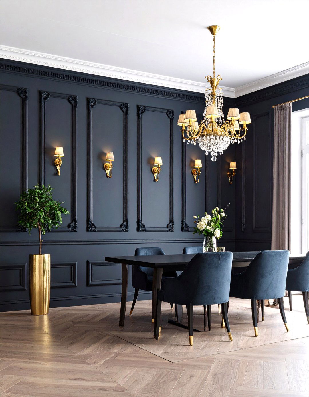 Dark Moody Wainscoting for Dramatic Sophistication - 20 Dining Room Wainscoting Ideas