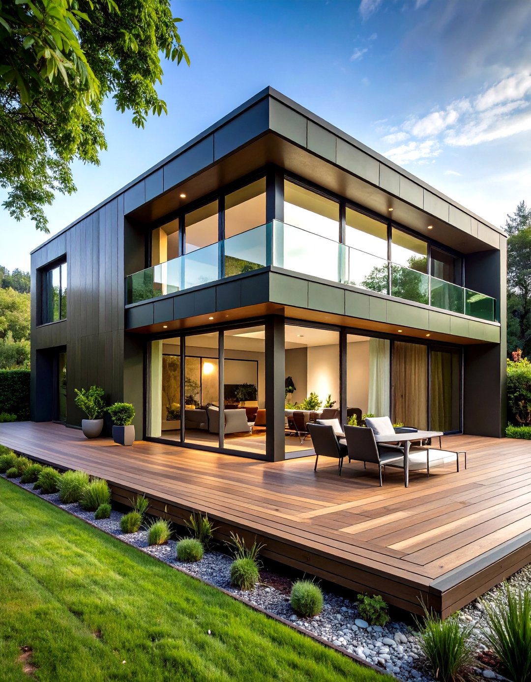 Dark Olive Green House with Indoor Outdoor Flow - 20 Dark Olive Green House Designs