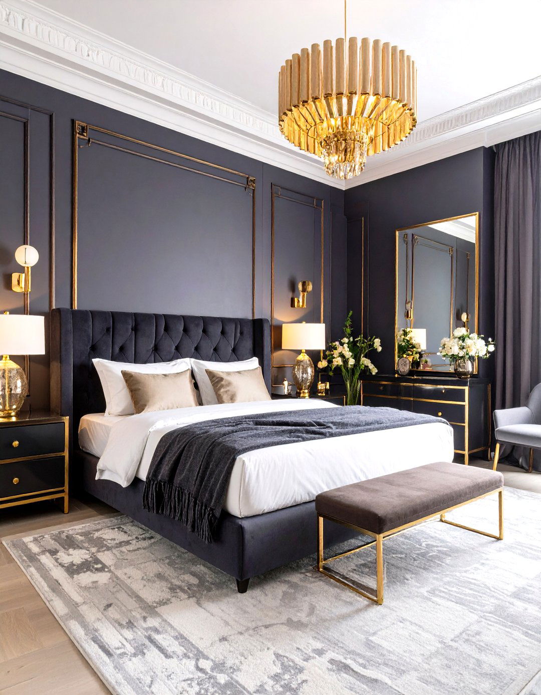 Dark Purple and Gold Accents for Glamour - 20 Dark Purple Bedroom Ideas