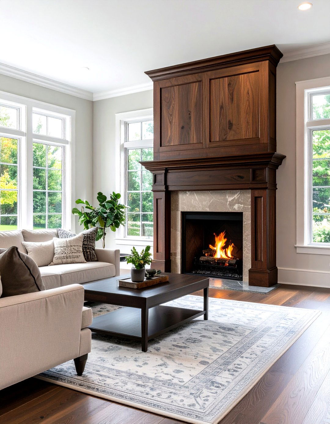 Dark Stained Wood Mantel for Rich Elegance - 20 Wood Mantel Ideas