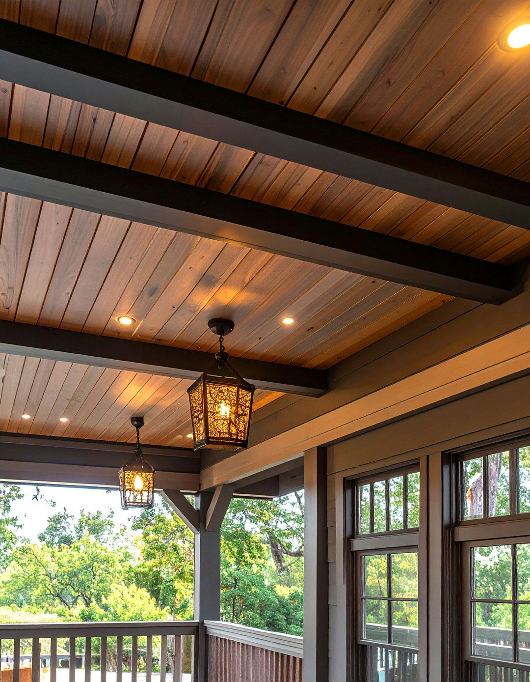 Dark Vinyl Ceiling for a Cozy Atmosphere - 20 Vinyl Porch Ceiling Ideas