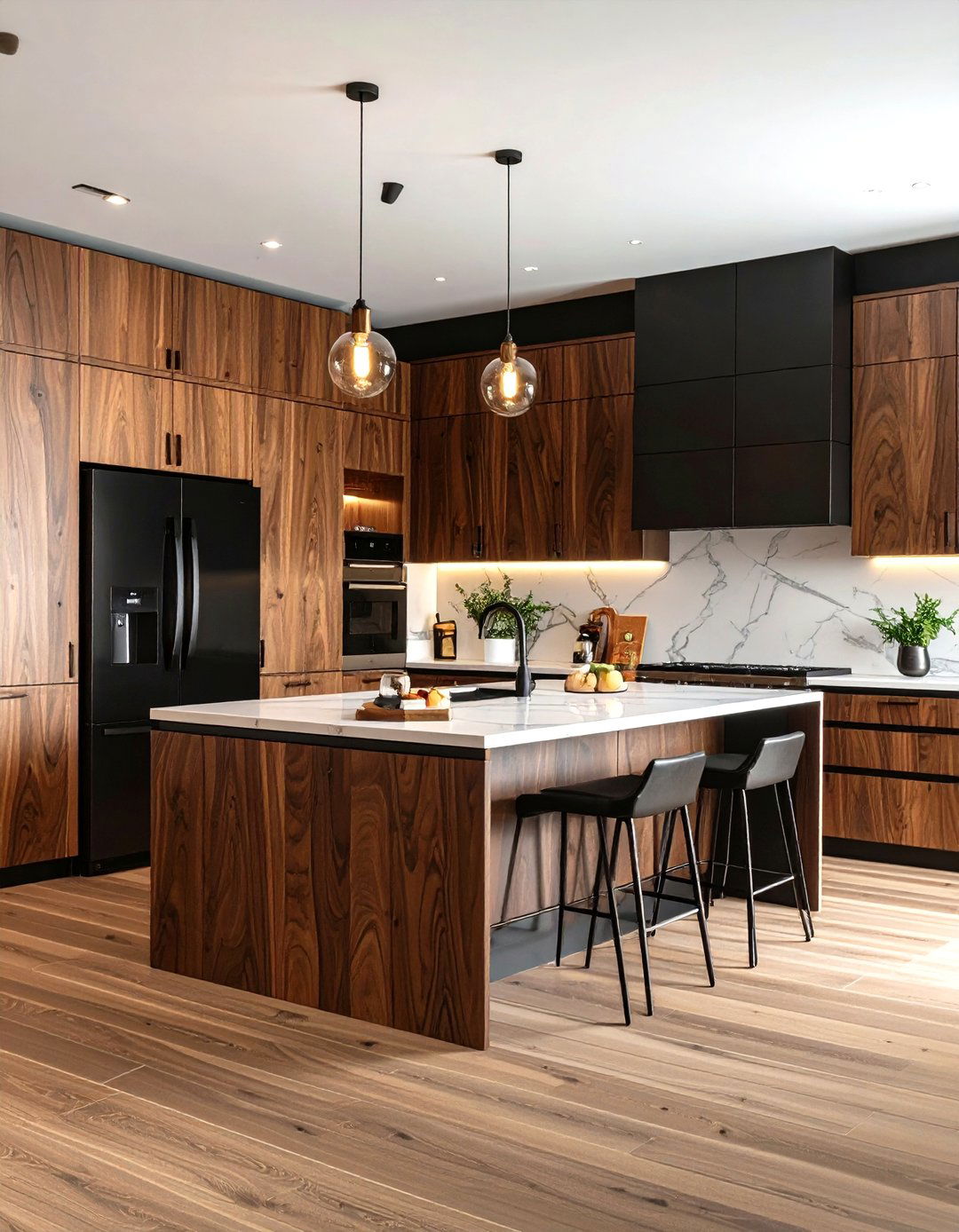 Dark Walnut Cabinet Luxury for Contemporary Kitchen Spaces - 20 What Color Cabinets Go With Black Appliances