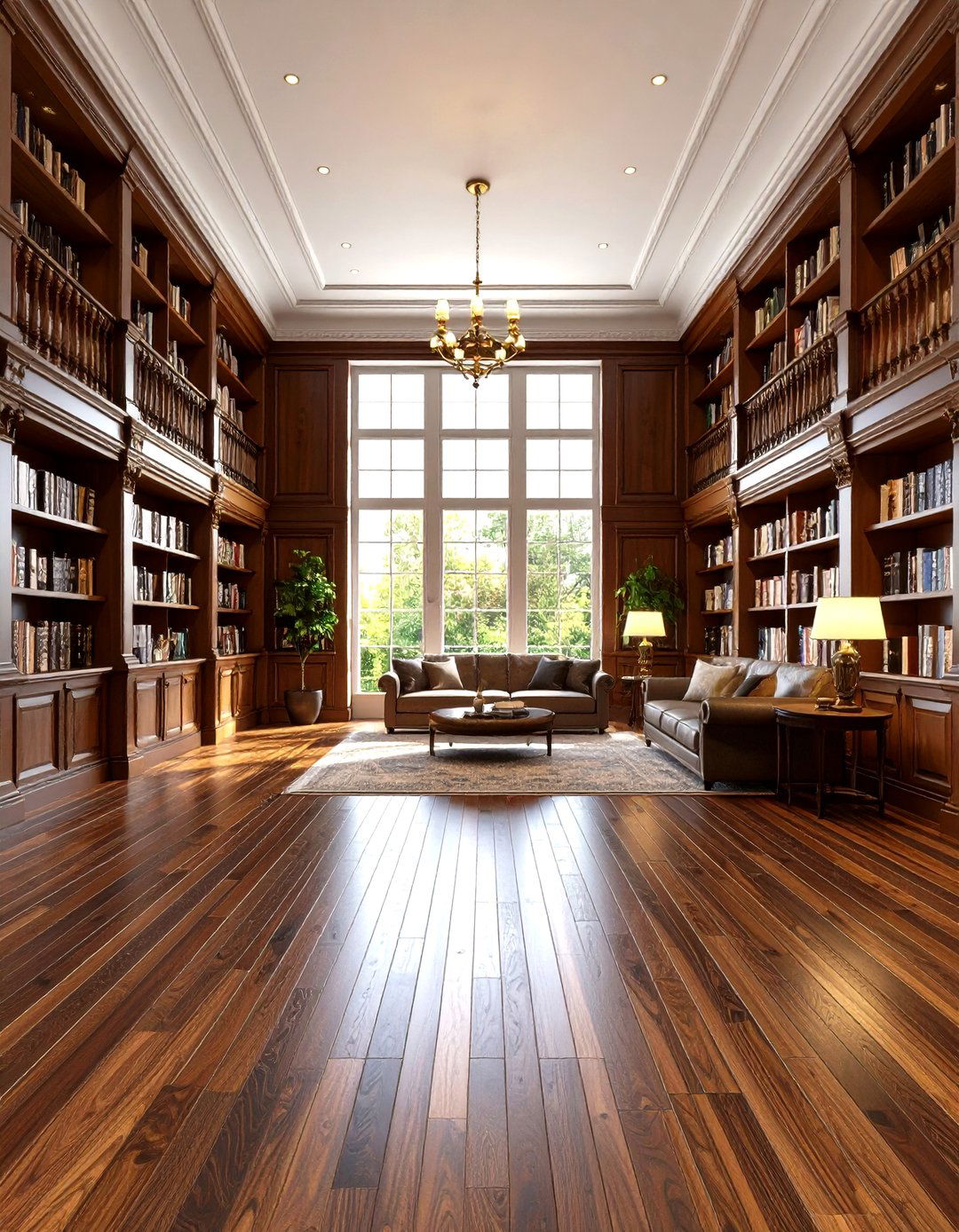 Dark Walnut Floor Grounds a Grand Home Library - 20 Dark Walnut Floors for Rooms