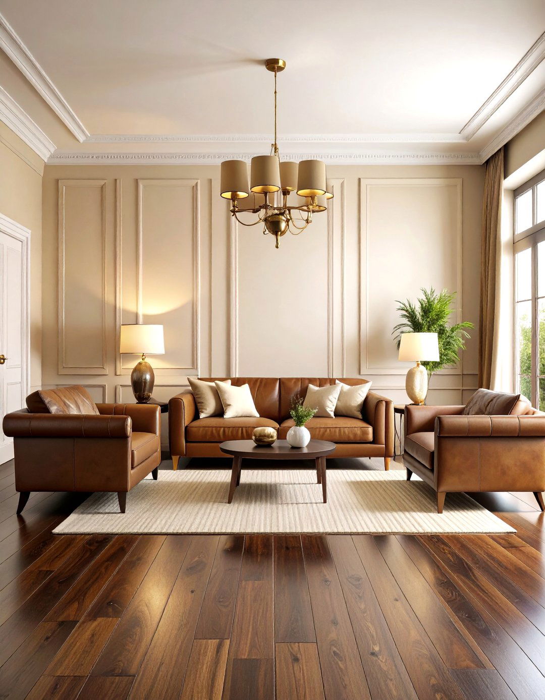 Dark Walnut Floor Warms a Classic Living Room - 20 Dark Walnut Floors for Rooms