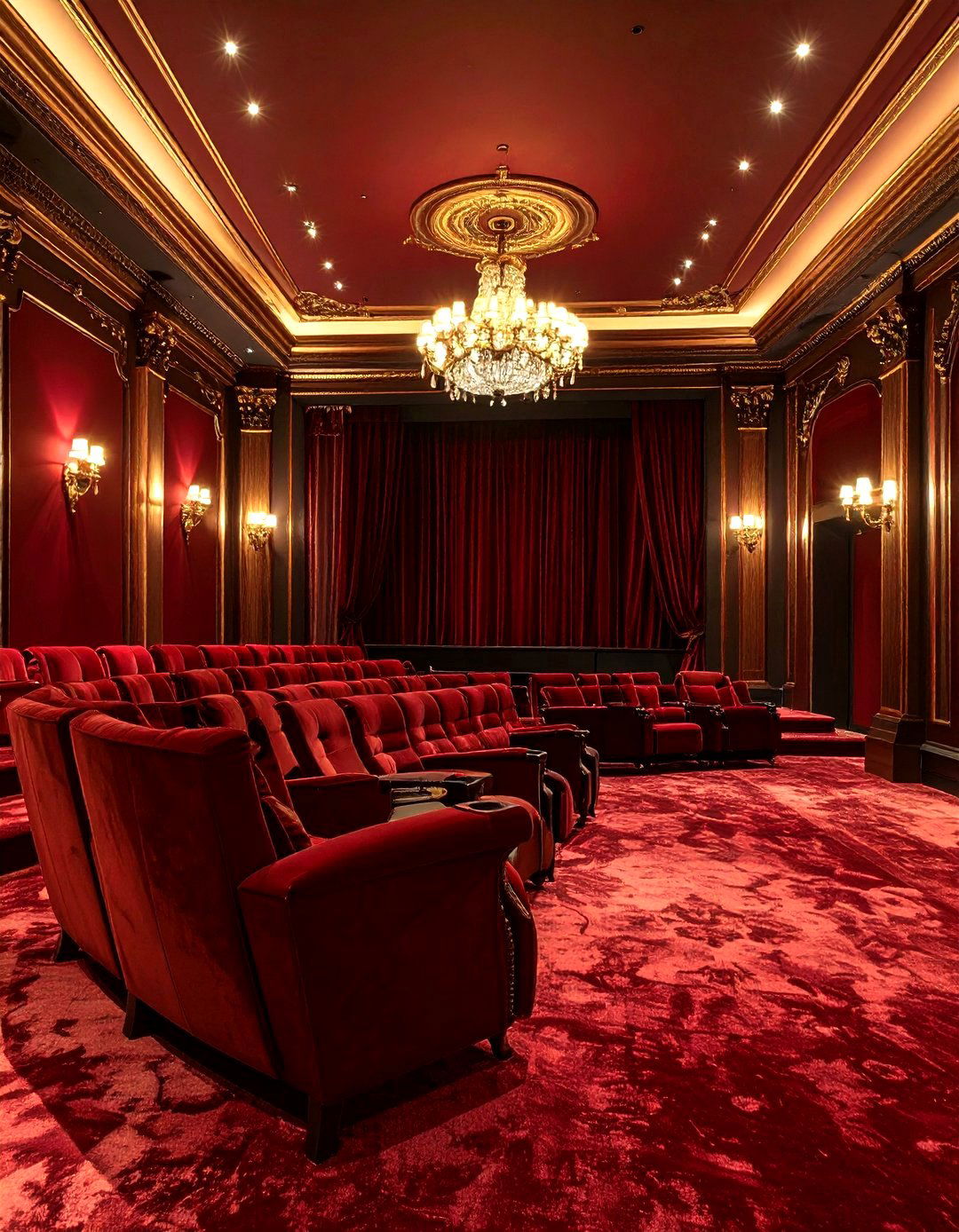 Dark Wine Red Home Theater Paint Colors - 20 Home Theater Paint Colors