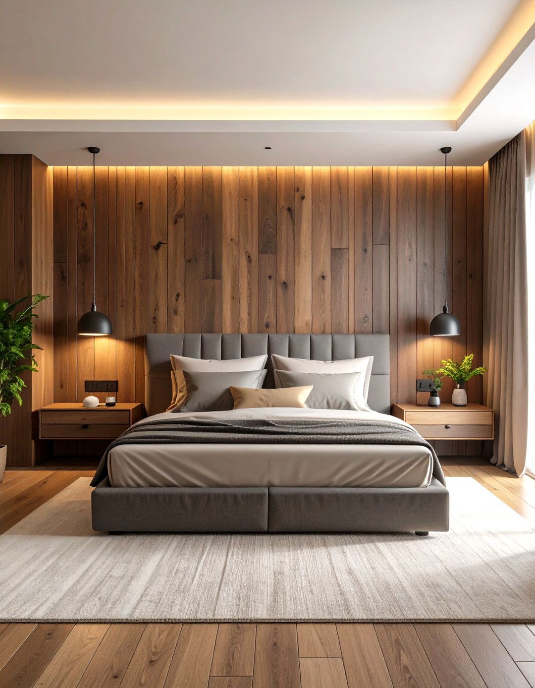 Dark Wood Accent Wall as Statement Piece - 20 Dark Wood Bedroom Ideas