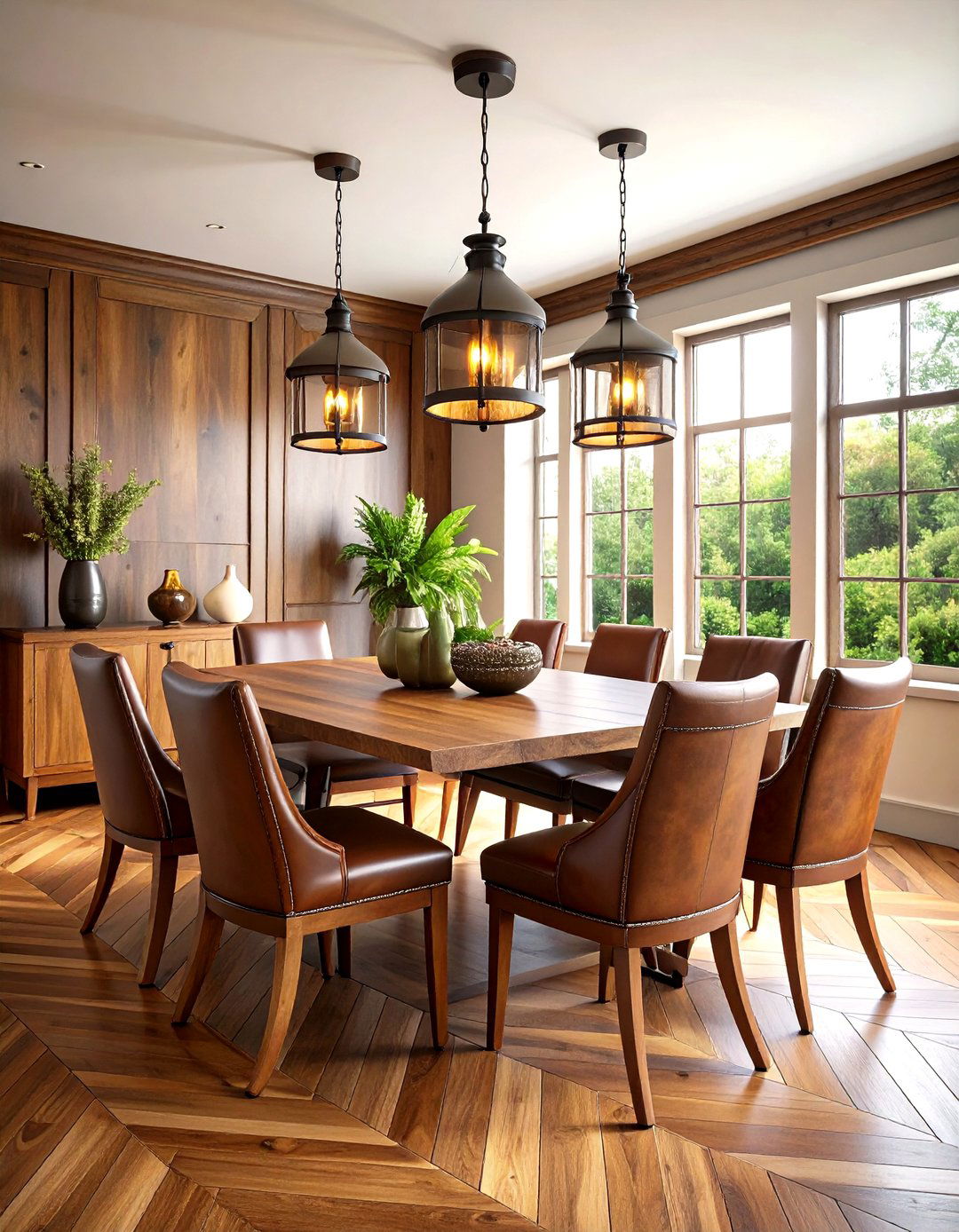 Dark Wood and Leather Masculine Dining Room - 20 masculine dining room ideas