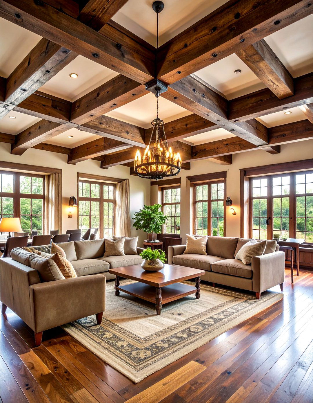 Dark Wooden Beam Castle Living Room Ceiling - 20 Castle Living Room Ideas