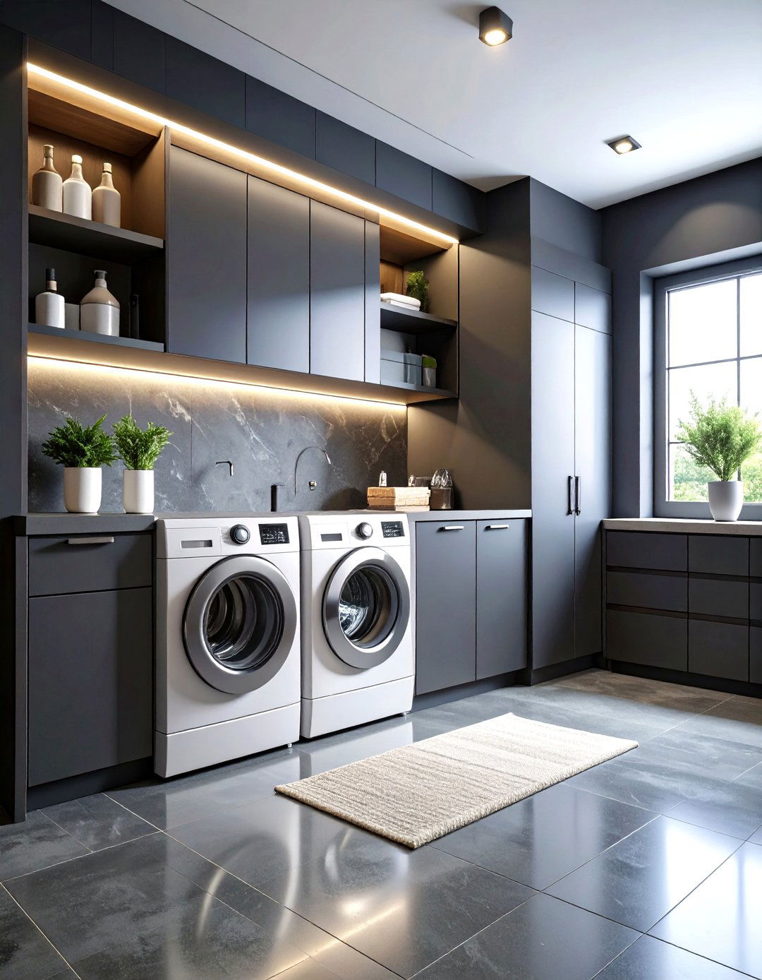 Dark and Moody Laundry Room with Charcoal Gray Walls - 20 dark & moody laundry room ideas
