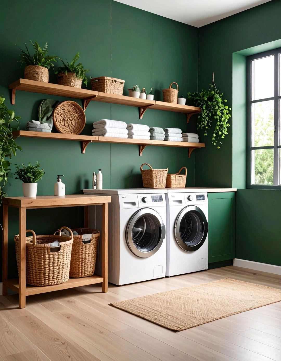 Dark and Moody Laundry Room with Forest Green Color Scheme - 20 dark & moody laundry room ideas