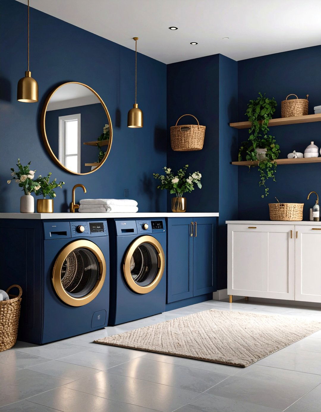 Dark and Moody Laundry Room with Navy Blue Walls - 20 dark & moody laundry room ideas