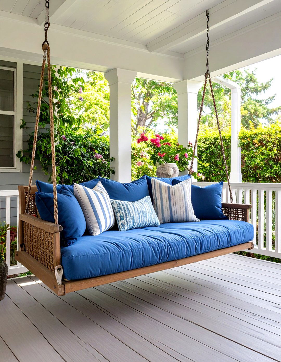 Daybed Style Front Porch Swing for Naps - 20 Front Porch Swing Ideas