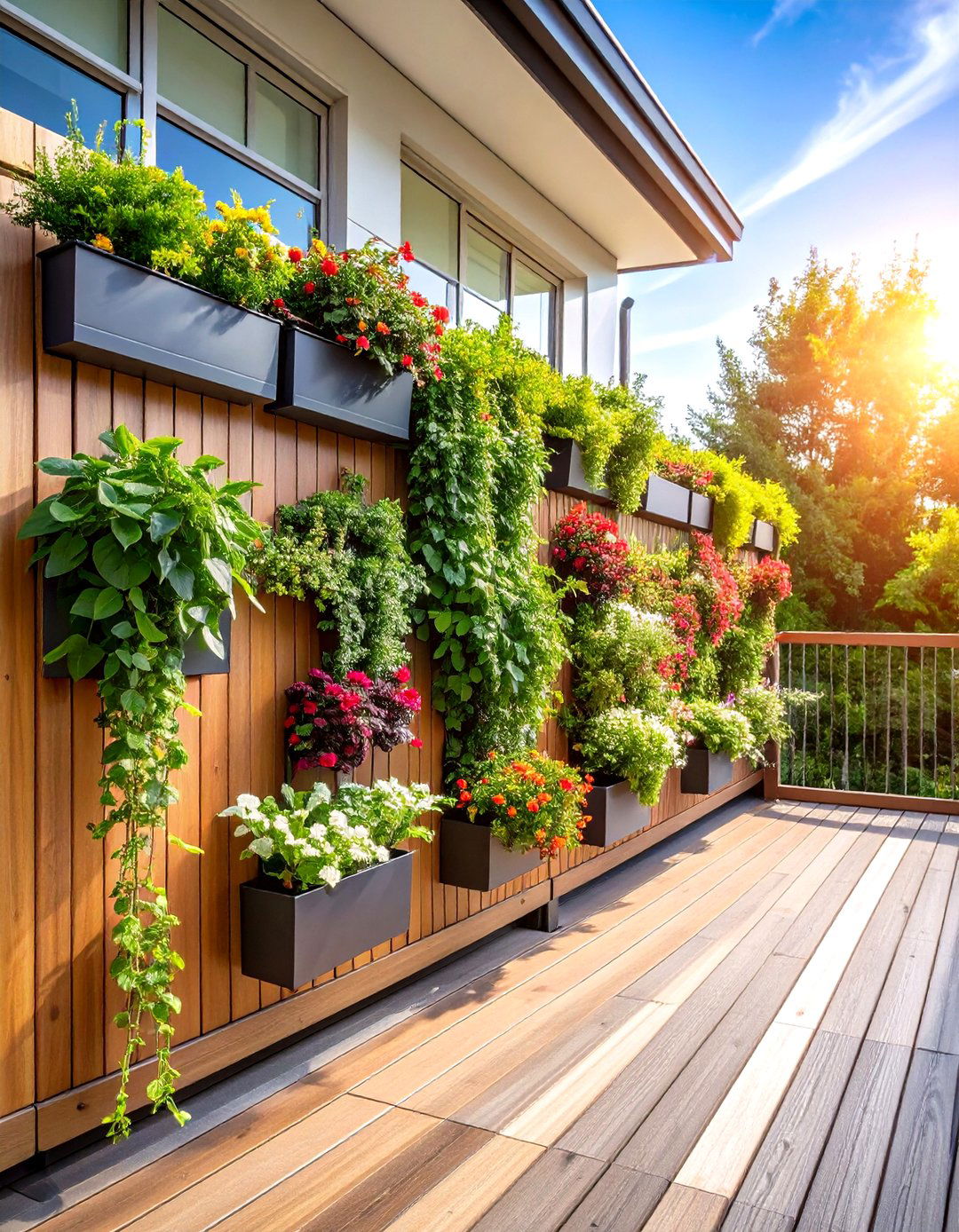 Deck Side Vertical Living Wall - 20 Deck Decorating Ideas With Plant