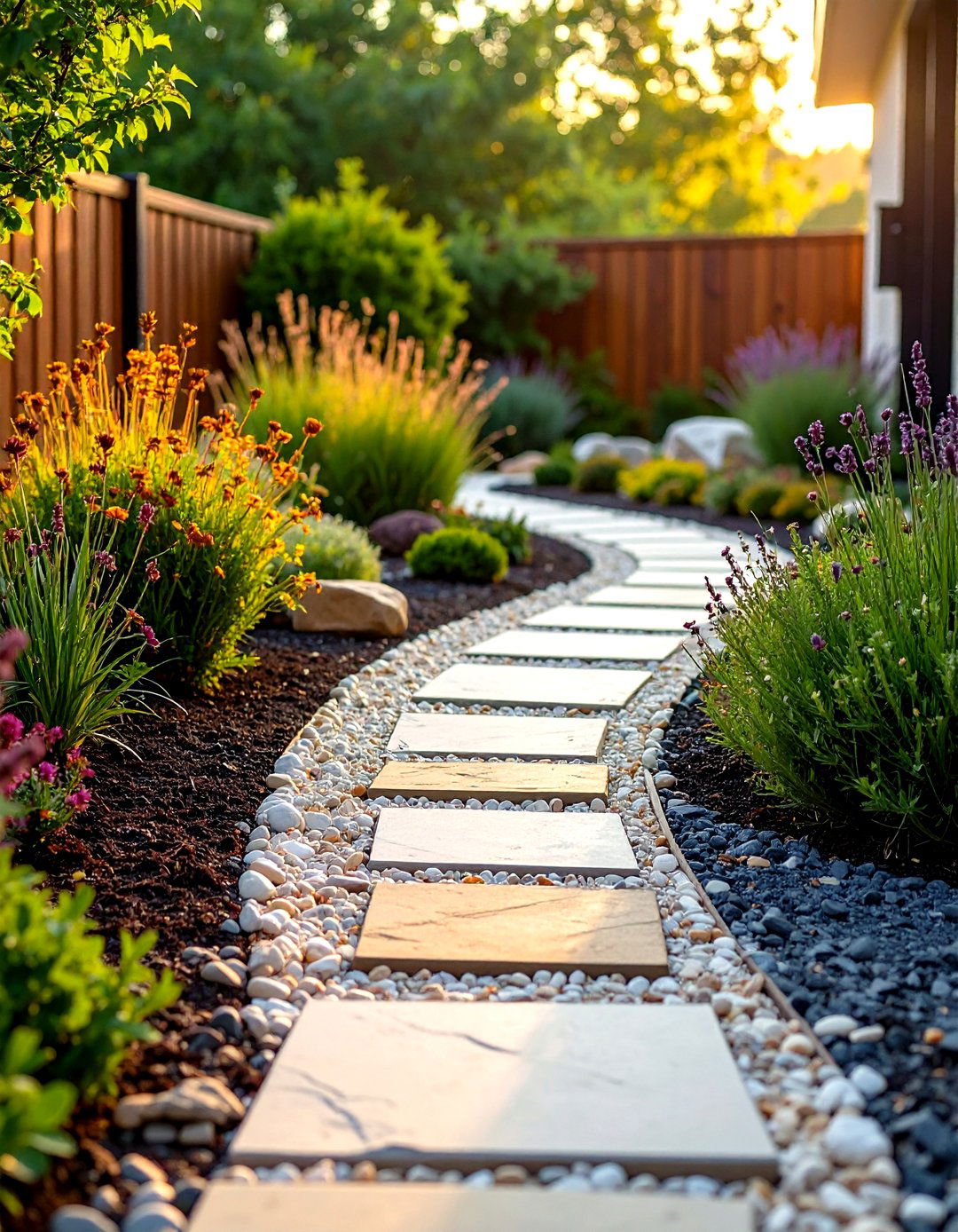 Decorative Aggregate Garden Edging with Textural Interest - 20 Modern Garden Edging Ideas